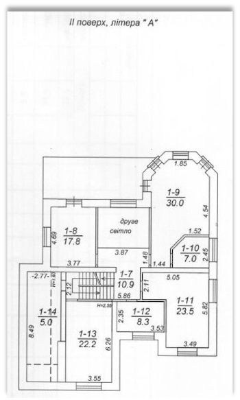 План другого поверху будинку Євгенія Плінського у котеджному містечку ”Круглик Озерний” під Києвом