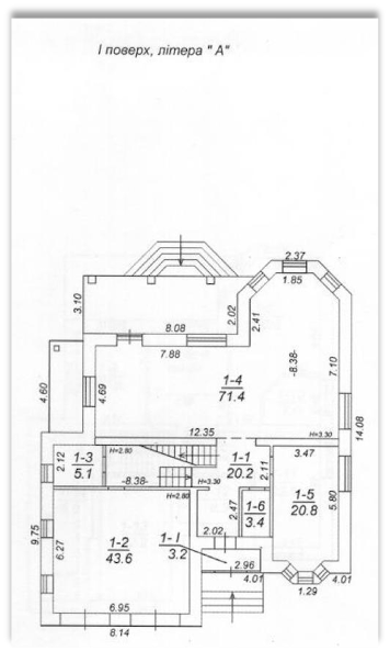 План першого поверху будинку Євгенія Плінського у котеджному містечку ”Круглик Озерний” під Києвом