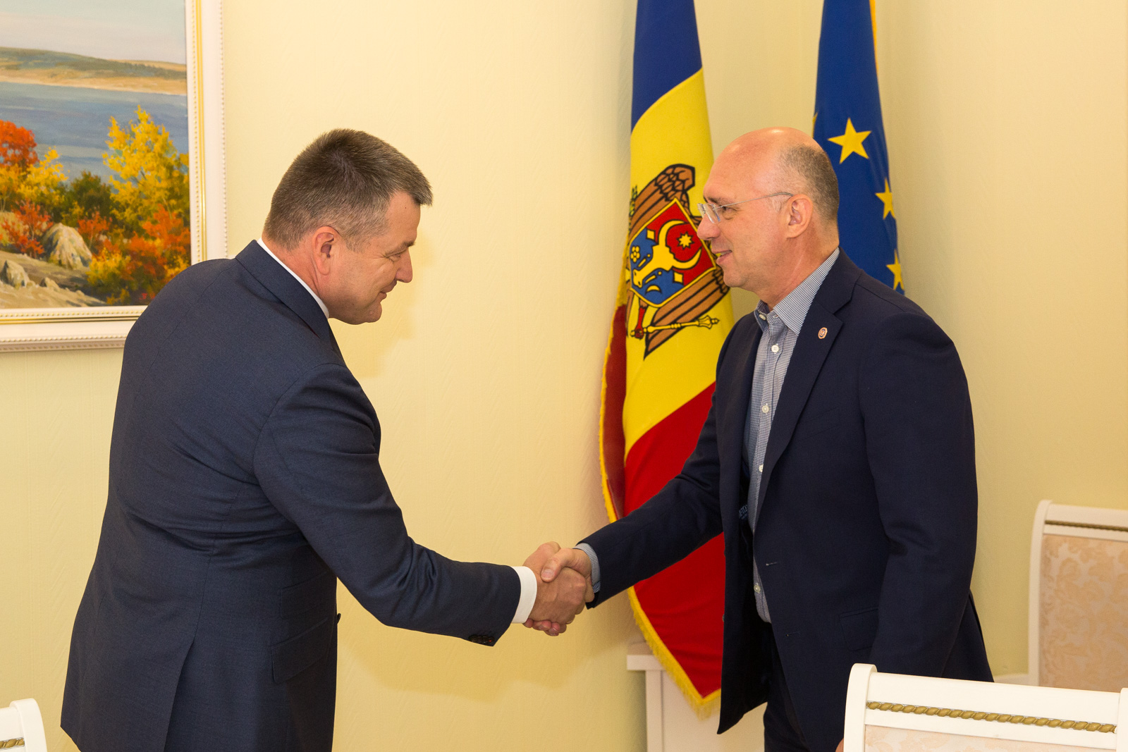 Норкус Ірмантас (ліворуч) і прем’єр-міністр Молдови Павло Філіп (праворуч), 2018 рік. Фото Уряду Молдови