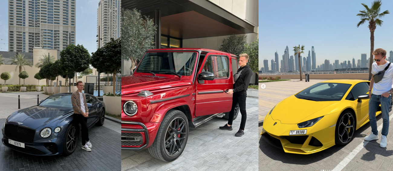 Орловський постійно публікує в своїх соцмережах фото з супердорогими автівками